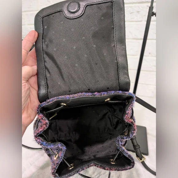 Kate Spade Emerson Fabric Jessa Tweed Backpack Burgundy/Multi 90's Inspired Bag - Picture 11 of 16